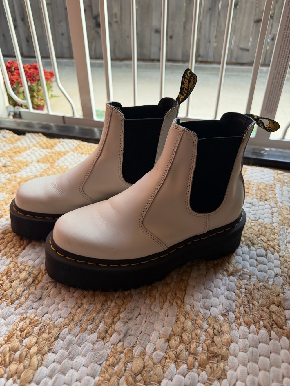 Dr. Martens White Chelsea Platform Ankle Boots